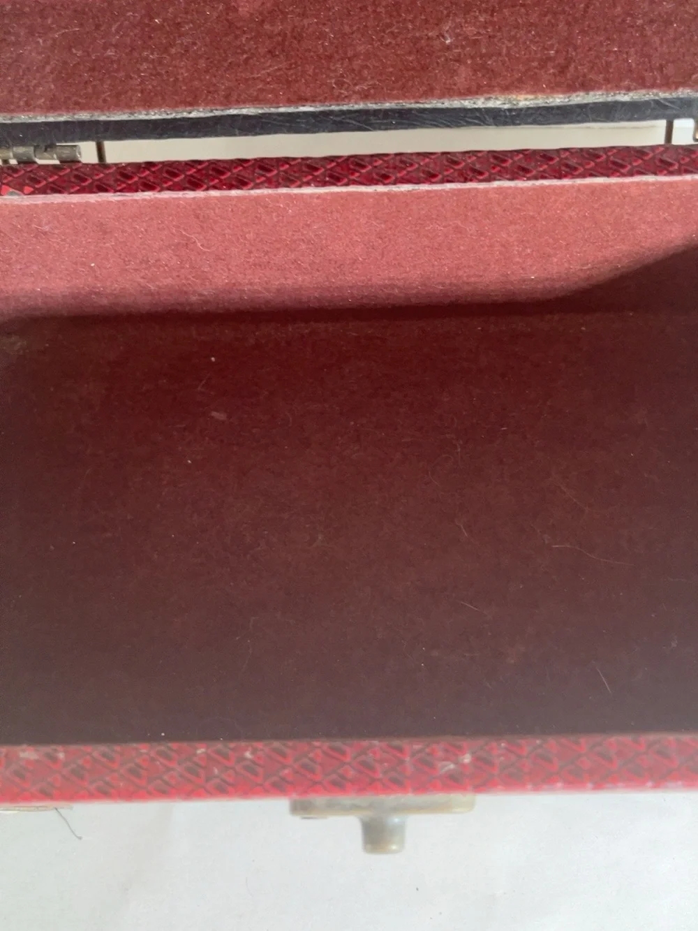 Red Black Faux Leather Jewelry Trinket Box Velvet Lined Hinged Storage 8”